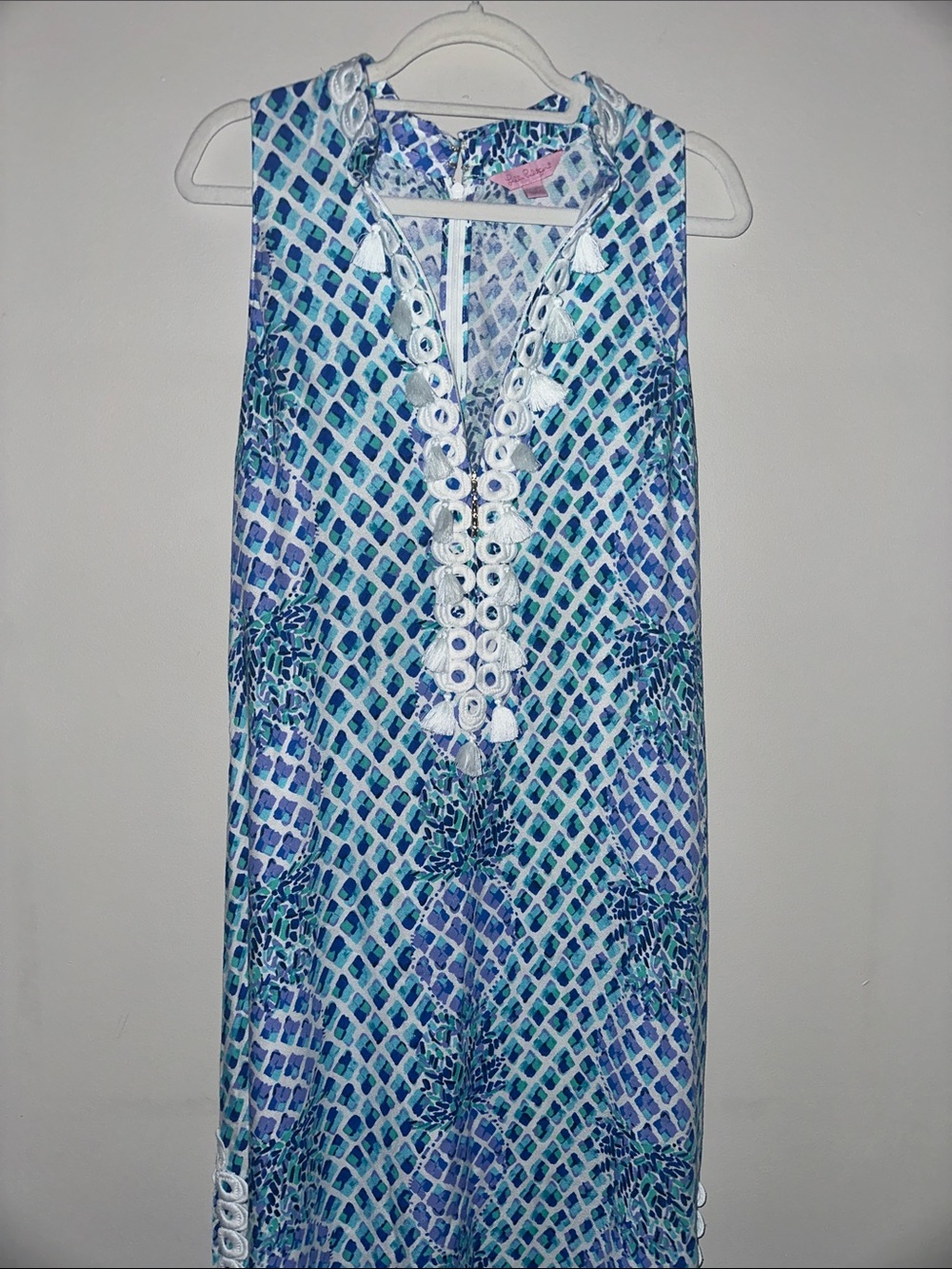 EUC! Lilly Pulitzer "Jane Resort" Costal Blue Geometric Pineapple Maxi Dress - Picture 6 of 6